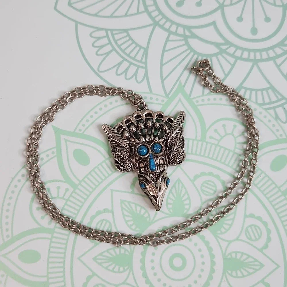 Southwestern Style Bird Pendant Silver-tone - Picture 2 of 4